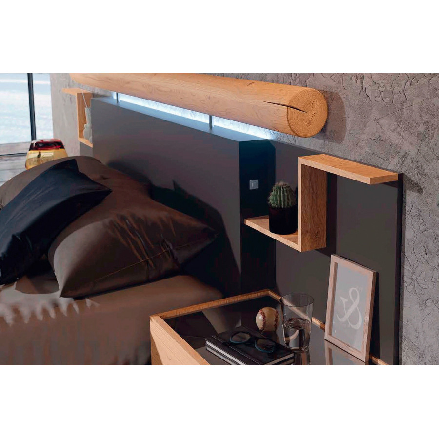 Garcia Sabate Top 1 Drawer 63cm Nightstand Upper Unit - Grafito Matt/Roble Montana