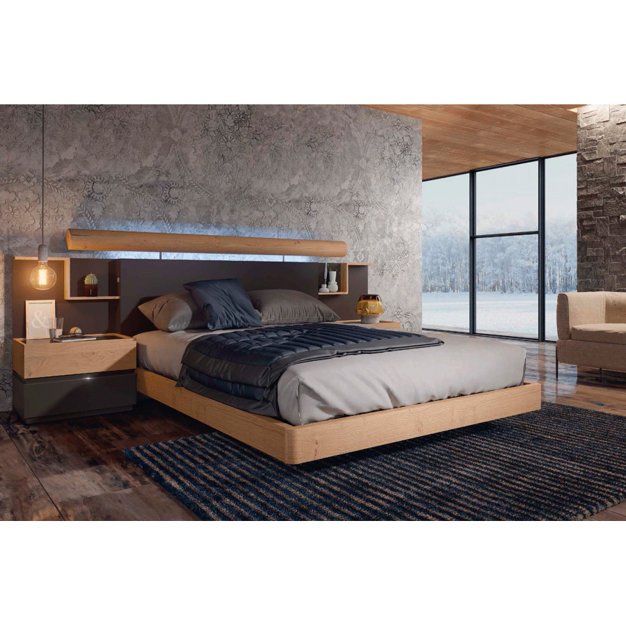 Garcia Sabate Kuffert King Size Headboard with Light - Grafito Matt/Roble Montana