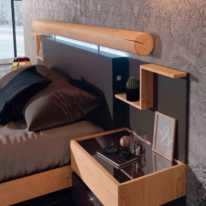 Garcia Sabate Kuffert King Size Headboard with Light - Grafito Matt/Roble Montana
