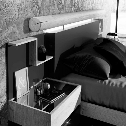 Garcia Sabate Kuffert King Size Headboard with Light - Grafito Matt/Roble Montana