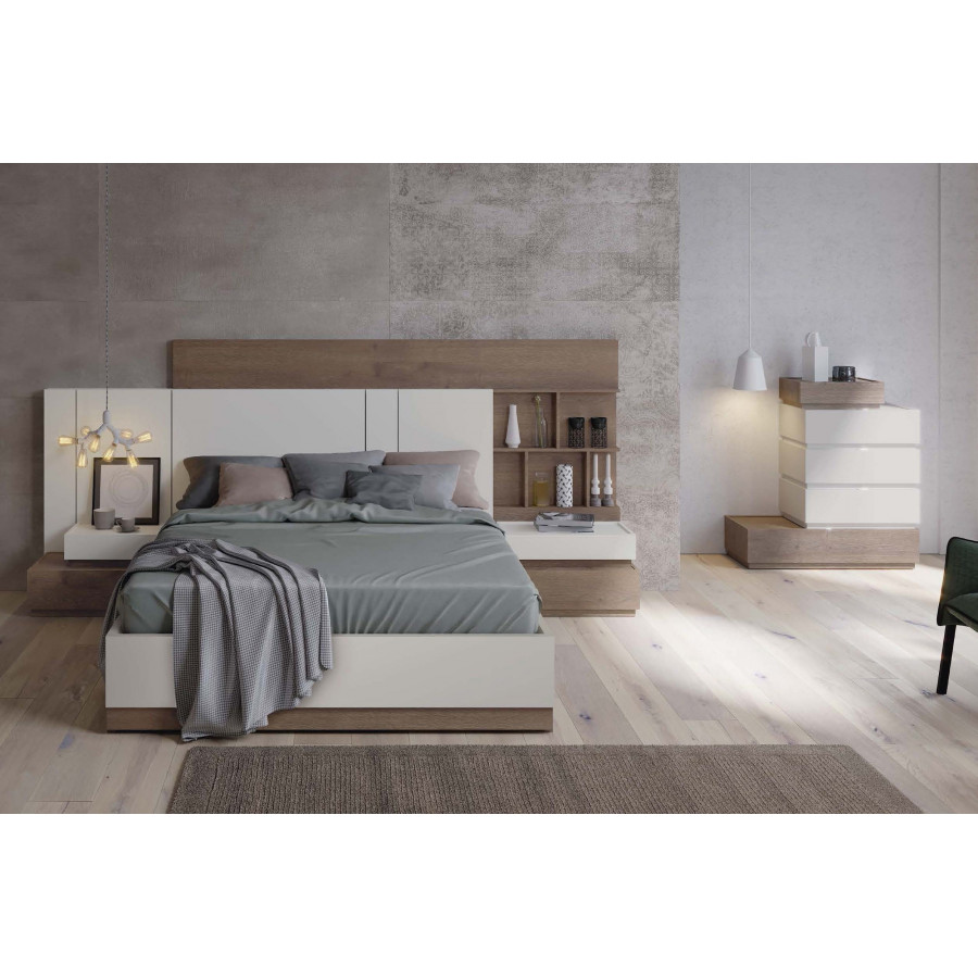 Garcia Sabate Top 1 Drawer 47cm Nightstand Upper Unit - Roble Humo, Lacquer Topboard