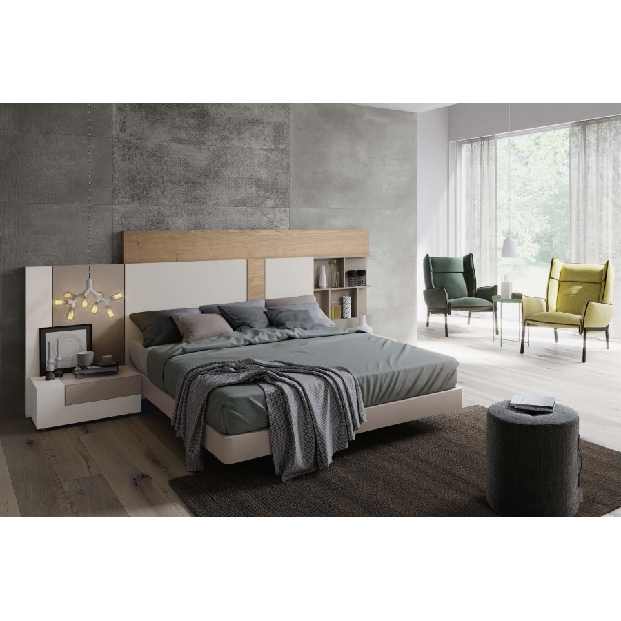 Garcia Sabate Ronda Queen Size Headboard - Piedra Matt/Cuerda Matt/Roble Montana