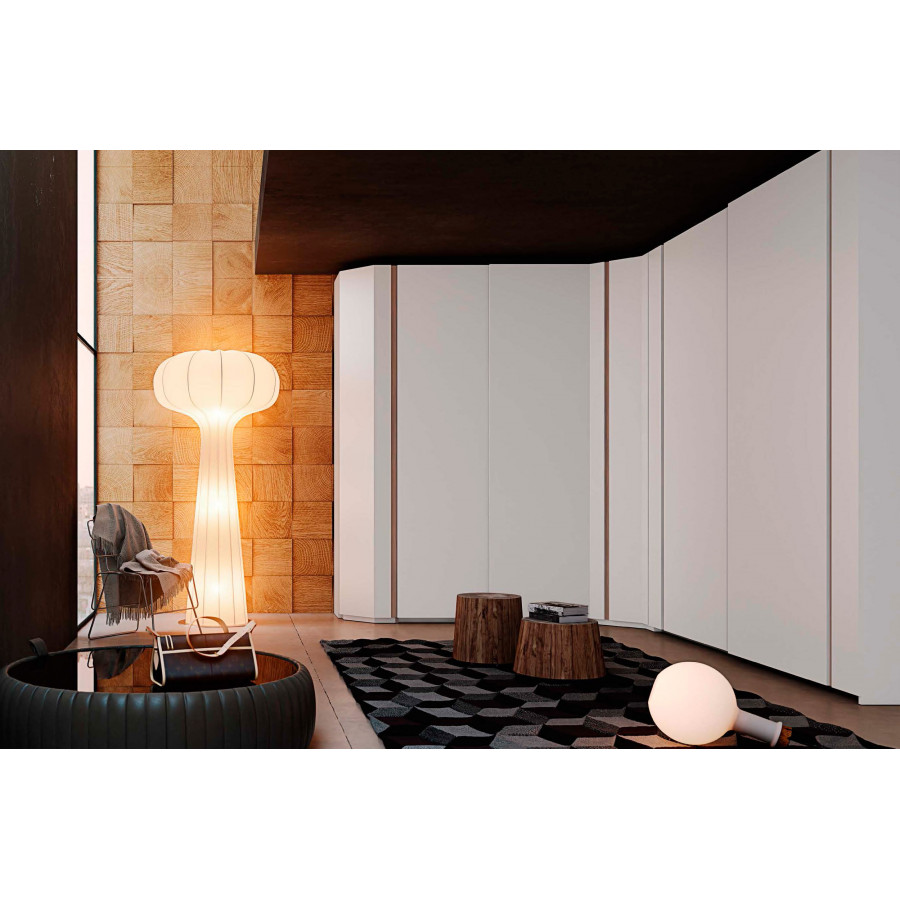 Garcia Sabate One 2 Sliding and 2 Hinged Door Corner Wardrobe - Piedra Mete/Nogal Nature