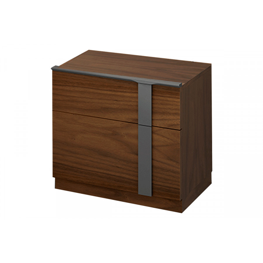 Garcia Sabate - Palma 2 Drawers Nightstand in Dark Gray High Gloss/Walnut