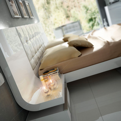 Garcia Sabate Granada King Size Bed - White High Gloss/Arena High Gloss