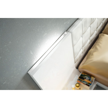 Garcia Sabate Granada King Size Bed - White High Gloss/Arena High Gloss