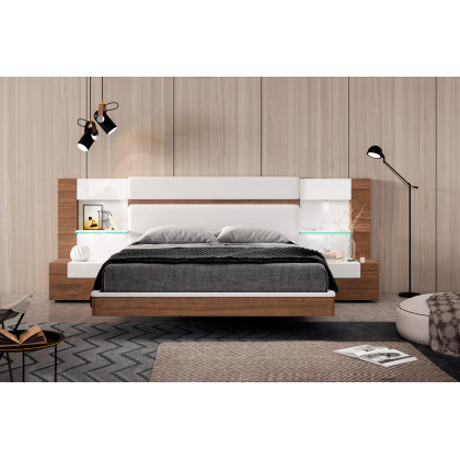 Garcia Sabate Mar 2 Drawers Right Nightstand - White High Gloss/Walnut