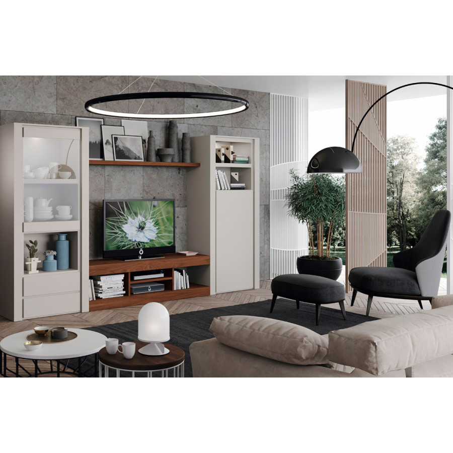 Garcia Sabate Hardy Composition 2 TV Stand - Blanco Matt/Nogal Americano
