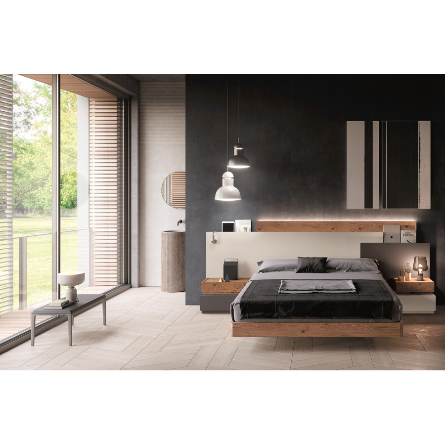 Garcia Sabate Layer Queen Size Headboard - Grafito Matt/Piedra Matt/Roble Humo