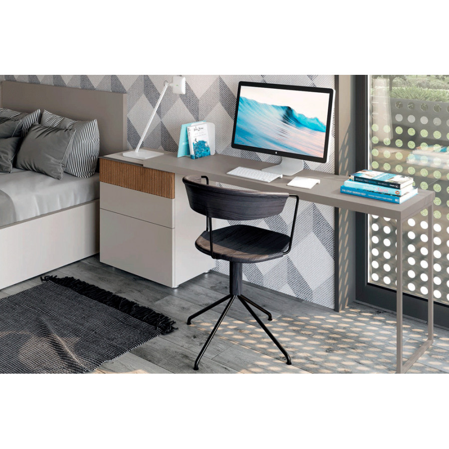 Garcia Sabate ABBA 3 Drawers 63cm Nightstand - Blanco Matt/Roble Montana