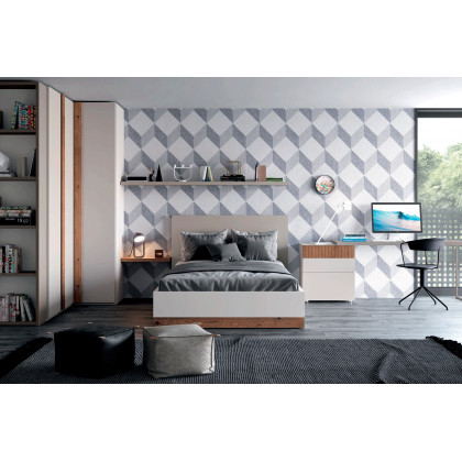 Garcia Sabate ABBA 3 Drawers 63cm Nightstand - Blanco Matt/Roble Montana