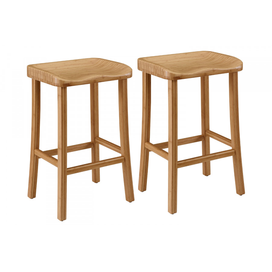 Greenington Tulip Bar Height Stool Set of 2 - Caramelized, Bamboo