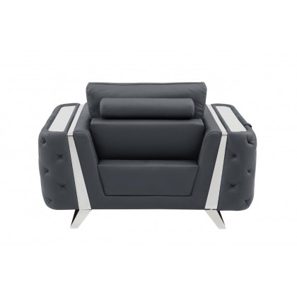 GUF 1050 3pc Living Room Set - Dark Gray, Genuine Italian Leather