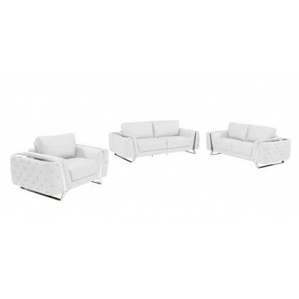 GUF 1050 3pc Living Room Set - White, Genuine Italian Leather