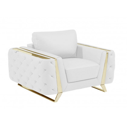 GUF 1050 3pc Living Room Set - White, Genuine Italian Leather