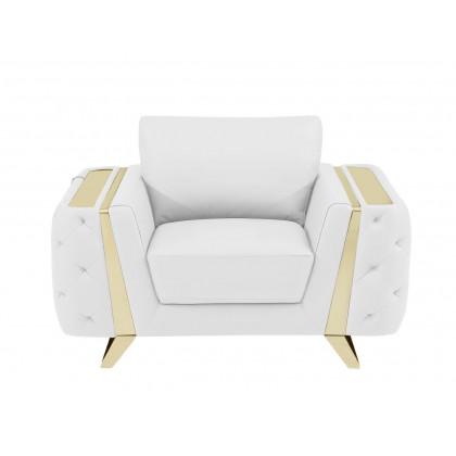 GUF 1050 3pc Living Room Set - White, Genuine Italian Leather