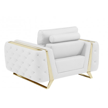 GUF 1050 3pc Living Room Set - White, Genuine Italian Leather