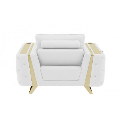 GUF 1050 3pc Living Room Set - White, Genuine Italian Leather