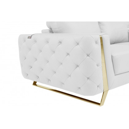 GUF 1050 3pc Living Room Set - White, Genuine Italian Leather