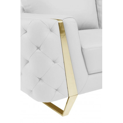 GUF 1050 3pc Living Room Set - White, Genuine Italian Leather