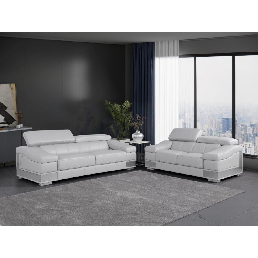 GUF 415 Sofa with Loveseat - Light Gray, Genuine Italian Leather