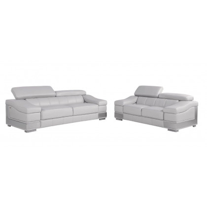 GUF 415 Sofa with Loveseat - Light Gray, Genuine Italian Leather