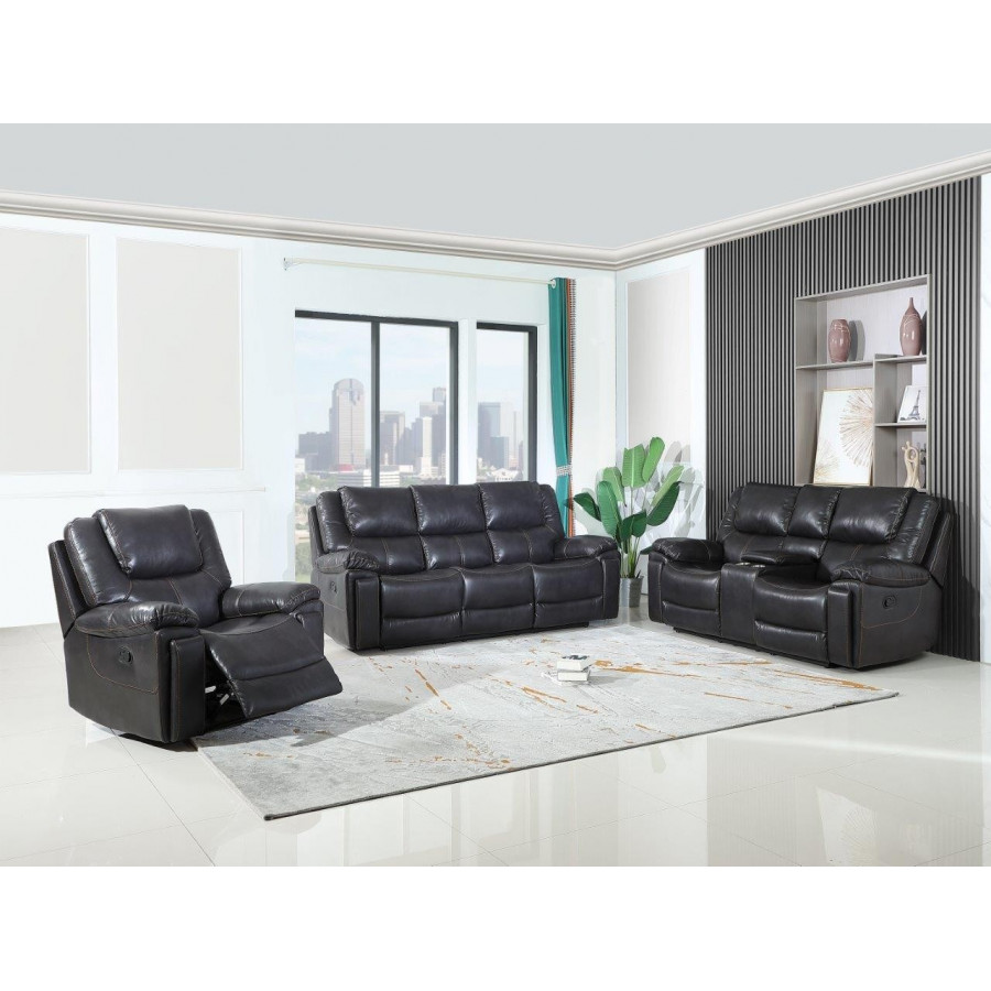 GUF 5108 Sofa Set with Console Loveseat - Brown, Leather Air/Match