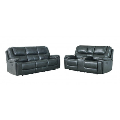 GUF 5108 Sofa and Console Loveseat - Gray, Leather Air/Match