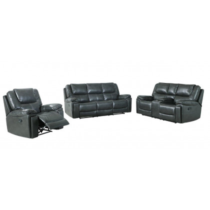 GUF 5108 Sofa Set with Console Loveseat - Gray, Leather Air/Match