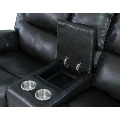 GUF 5108 Sofa and Console Loveseat - Gray, Leather Air/Match