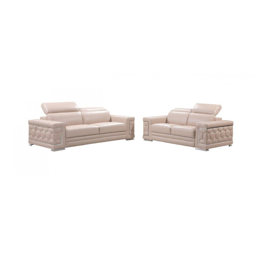 GUF 692 Sofa with Loveseat - Beige, Genuine Italian Leather