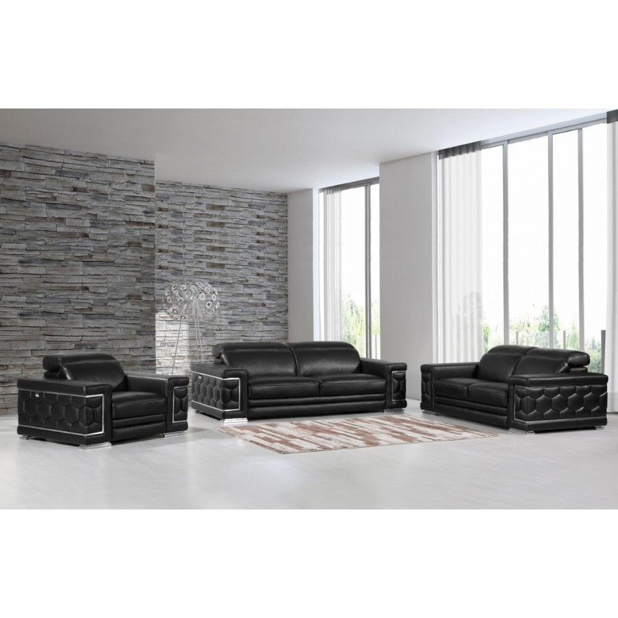 GUF 692 Sofa Set - Black, Genuine Italian Leather