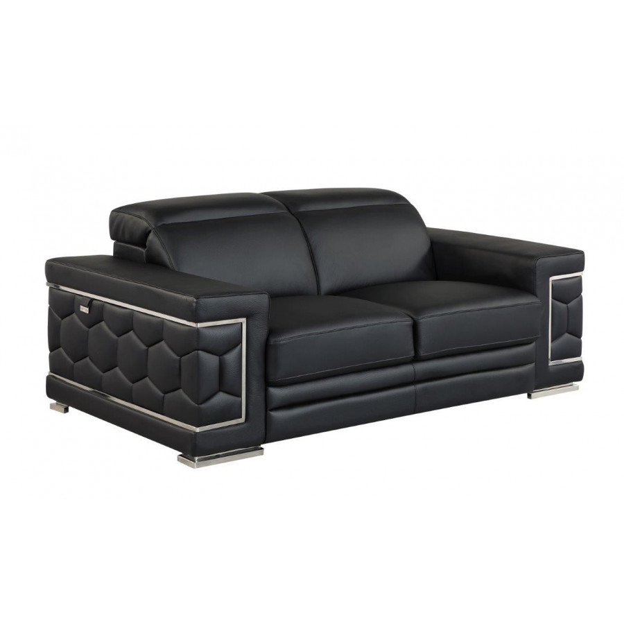 GUF 692 Loveseat - Black, Genuine Italian Leather