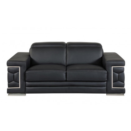 GUF 692 Loveseat - Black, Genuine Italian Leather