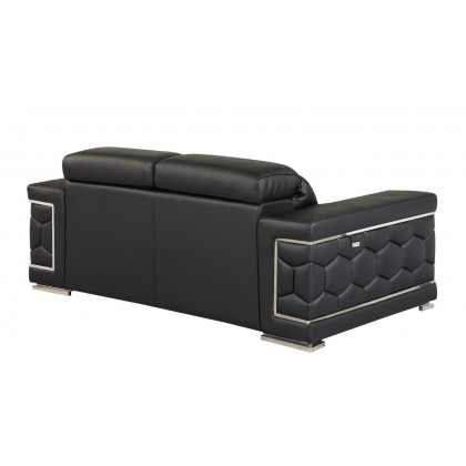 GUF 692 Loveseat - Black, Genuine Italian Leather