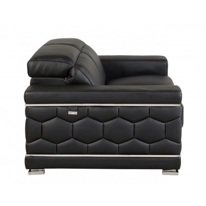 GUF 692 Loveseat - Black, Genuine Italian Leather