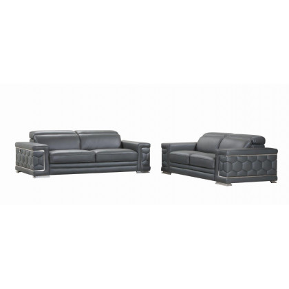 GUF 692 Sofa with Loveseat - Dark Gray, Genuine Italian Leather