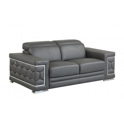GUF 692 Sofa with Loveseat - Dark Gray, Genuine Italian Leather