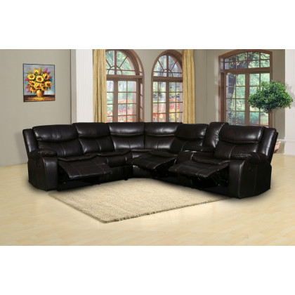 GUF 6967 Reclining Sectional - Brown, Leather Air