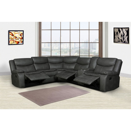 GUF 6967 Reclining Sectional - Gray, Leather Air
