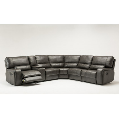 GUF 7096 Sectional with Power Recliners - Gray, Leather Air/Match