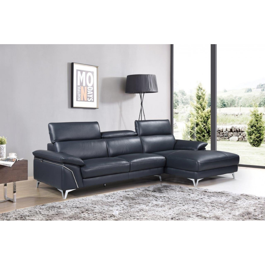 GUF 727 Sectional - Blue, Genuine Italian Leather