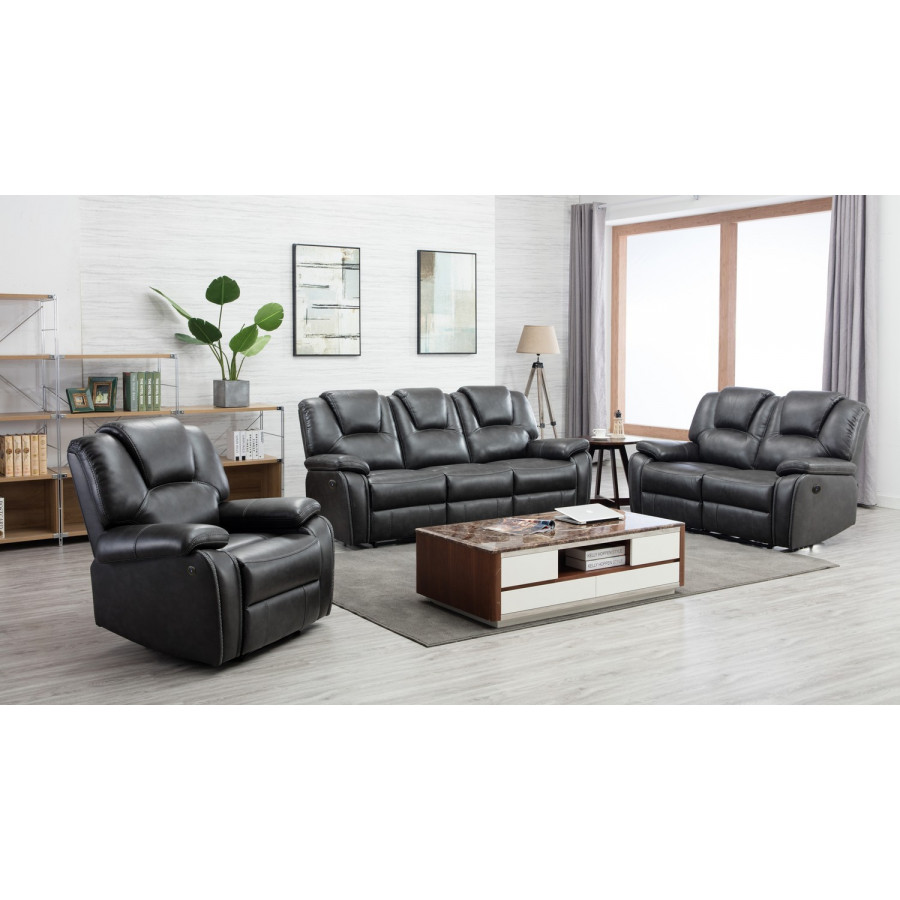GUF - 7993 Power Reclining Sofa Set in Gray, Leather Air