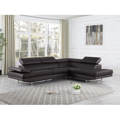 GUF 8136 Right Facing Sectional - Brown, Leather