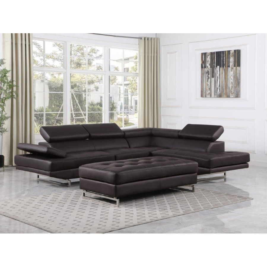 GUF 8136 Right Facing Sectional - Brown, Leather