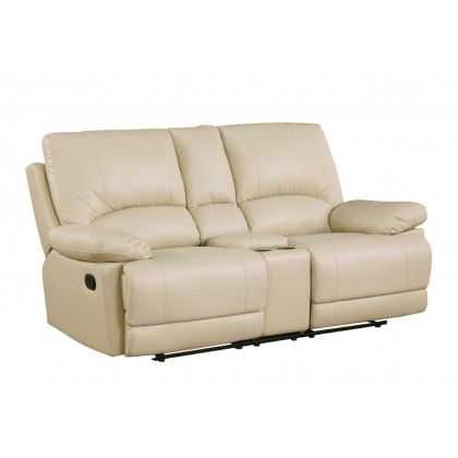 GUF 9345 Sofa Set with Console Loveseat - Beige, Leather Air/Match