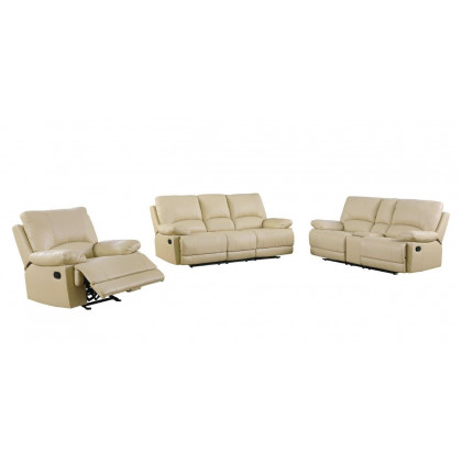 GUF 9345 Sofa Set with Console Loveseat - Beige, Leather Air/Match