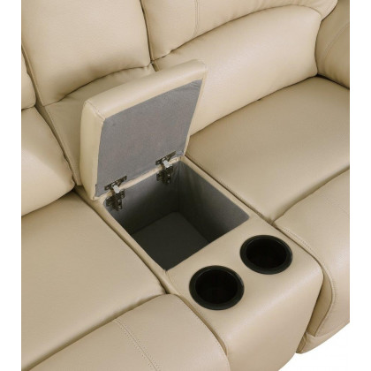 GUF 9345 Sofa Set with Console Loveseat - Beige, Leather Air/Match