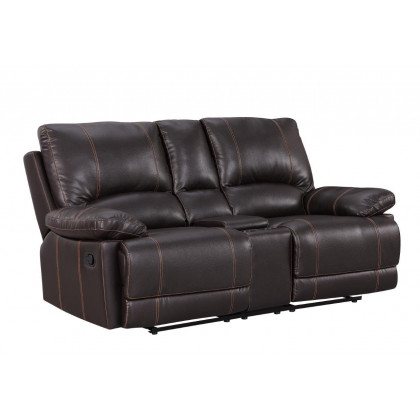 GUF 9345 Sofa Set with Console Loveseat - Brown, Leather Air/Match