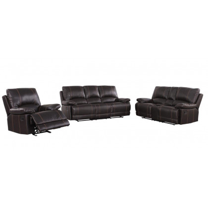 GUF 9345 Sofa Set with Console Loveseat - Brown, Leather Air/Match